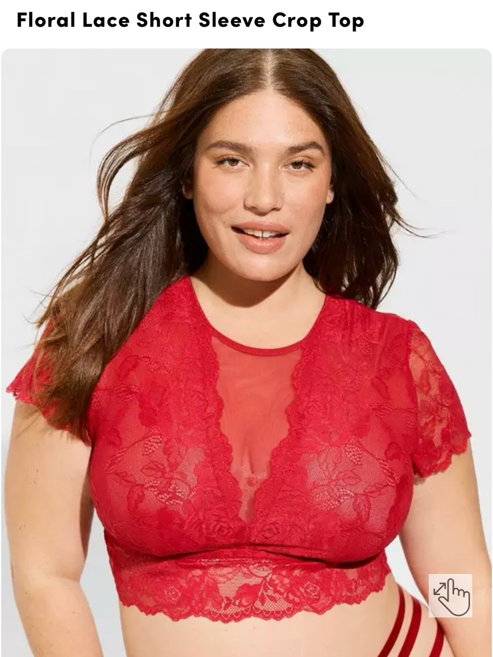 Torrid Floral Lace Short Sleeve Crop Top - Red